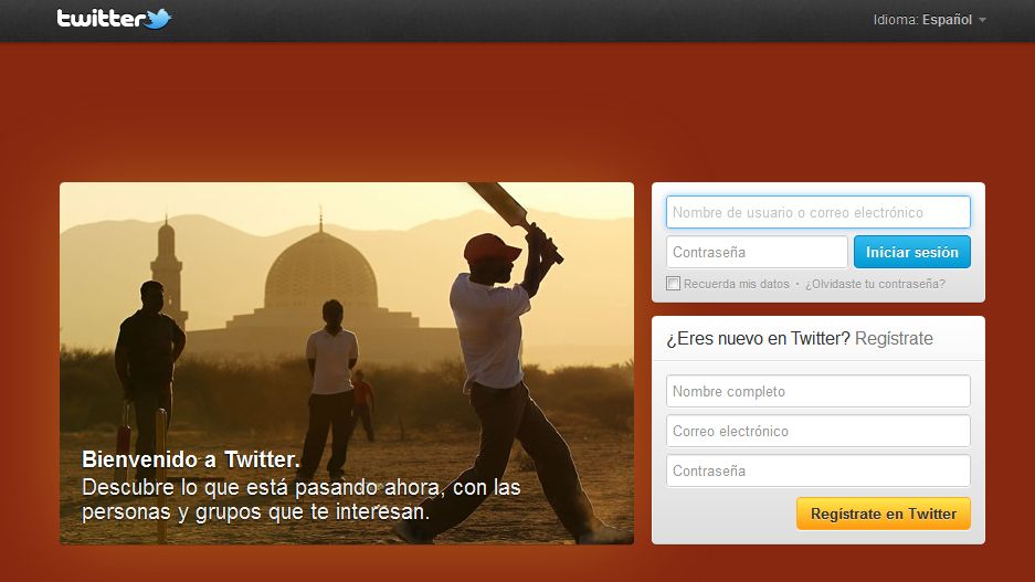 Pagina de inicio Twitter Crear Twitter